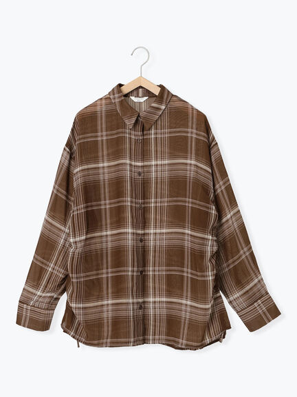 シアーチェックシャツ(ブラック/ベージュ/ブラウン)|Samansa Mos2 blue(サマンサモスモス ブルー)通販