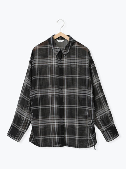 シアーチェックシャツ(ブラック/ベージュ/ブラウン)|Samansa Mos2 blue(サマンサモスモス ブルー)通販