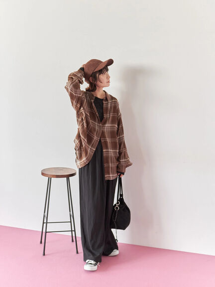 シアーチェックシャツ(ブラック/ベージュ/ブラウン)|Samansa Mos2 blue(サマンサモスモス ブルー)通販