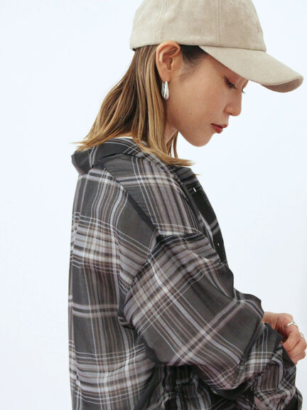 シアーチェックシャツ(ブラック/ベージュ/ブラウン)|Samansa Mos2 blue(サマンサモスモス ブルー)通販