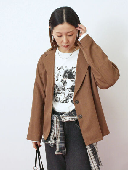 テーラードシャツジャケット(チャコールグレー/モカ/ブラウン)|Samansa Mos2 blue(サマンサモスモス ブルー)通販