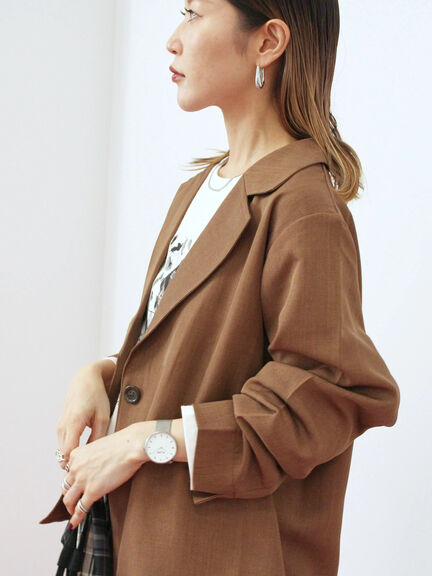 テーラードシャツジャケット(チャコールグレー/モカ/ブラウン)|Samansa Mos2 blue(サマンサモスモス ブルー)通販