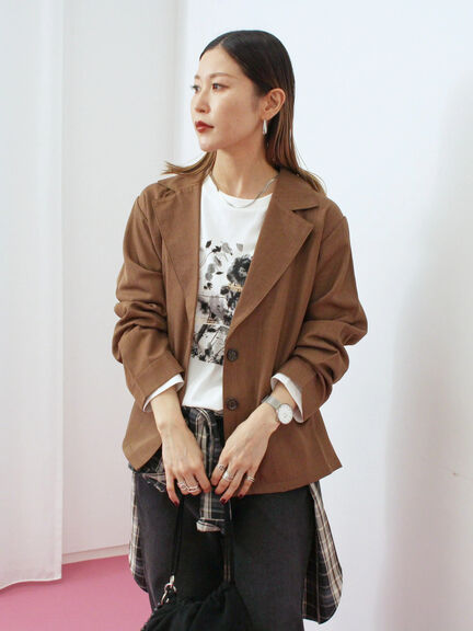 テーラードシャツジャケット(チャコールグレー/モカ/ブラウン)|Samansa Mos2 blue(サマンサモスモス ブルー)通販