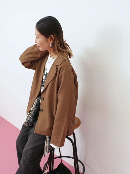 テーラードシャツジャケット(チャコールグレー/モカ/ブラウン)|Samansa Mos2 blue(サマンサモスモス ブルー)通販