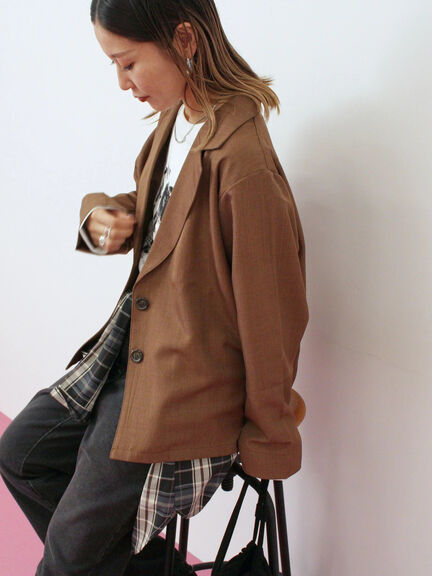 テーラードシャツジャケット(チャコールグレー/モカ/ブラウン)|Samansa Mos2 blue(サマンサモスモス ブルー)通販