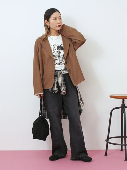 テーラードシャツジャケット(チャコールグレー/モカ/ブラウン)|Samansa Mos2 blue(サマンサモスモス ブルー)通販