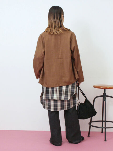 テーラードシャツジャケット(チャコールグレー/モカ/ブラウン)|Samansa Mos2 blue(サマンサモスモス ブルー)通販