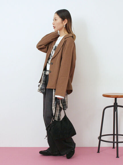 テーラードシャツジャケット(チャコールグレー/モカ/ブラウン)|Samansa Mos2 blue(サマンサモスモス ブルー)通販