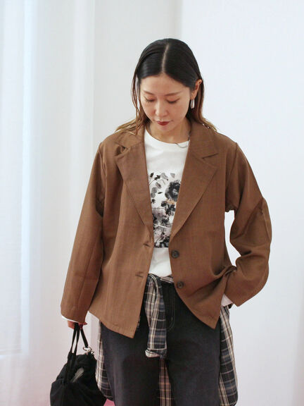 テーラードシャツジャケット(チャコールグレー/モカ/ブラウン)|Samansa Mos2 blue(サマンサモスモス ブルー)通販