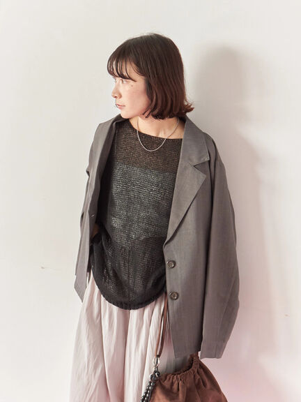 テーラードシャツジャケット(チャコールグレー/モカ/ブラウン)|Samansa Mos2 blue(サマンサモスモス ブルー)通販