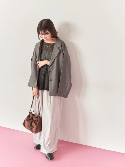 テーラードシャツジャケット(チャコールグレー/モカ/ブラウン)|Samansa Mos2 blue(サマンサモスモス ブルー)通販