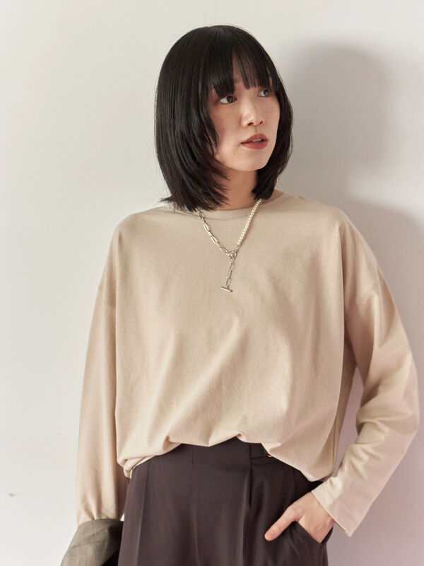 リネンタッチドルマンスリーブプルオーバー(ベージュ)|Samansa Mos2 blue(サマンサモスモス ブルー)通販