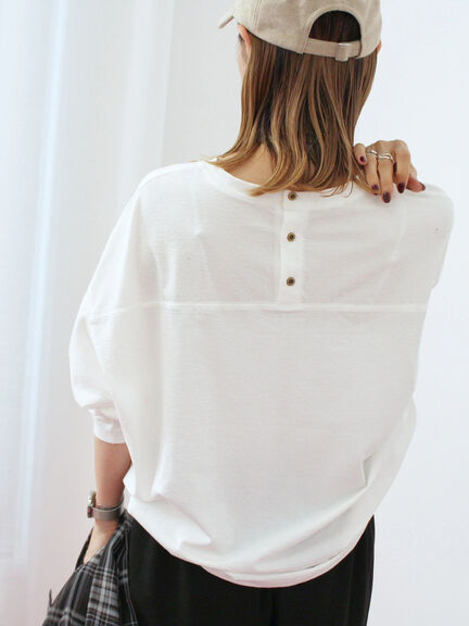 リネンタッチドルマンスリーブプルオーバー(オフホワイト/ブラック/ベージュ)|Samansa Mos2 blue(サマンサモスモス ブルー)通販