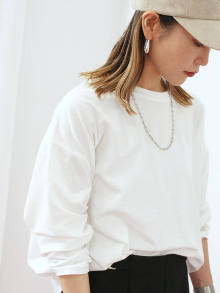 リネンタッチドルマンスリーブプルオーバー(オフホワイト/ブラック/ベージュ)|Samansa Mos2 blue(サマンサモスモス ブルー)通販