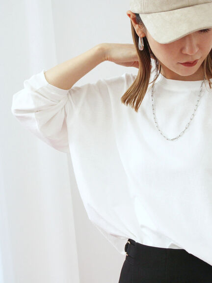 リネンタッチドルマンスリーブプルオーバー(オフホワイト/ブラック/ベージュ)|Samansa Mos2 blue(サマンサモスモス ブルー)通販