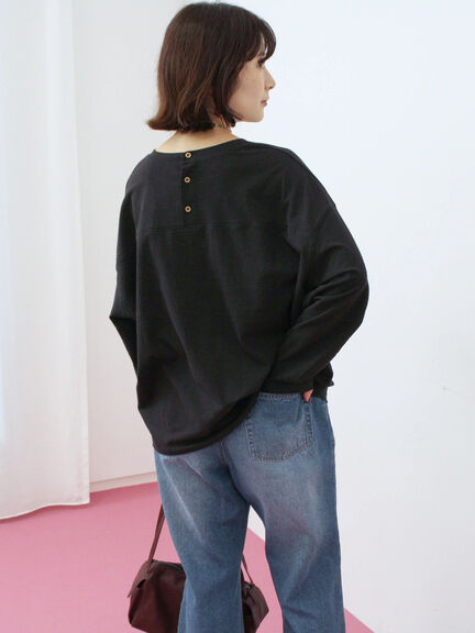 リネンタッチドルマンスリーブプルオーバー(オフホワイト/ブラック/ベージュ)|Samansa Mos2 blue(サマンサモスモス ブルー)通販