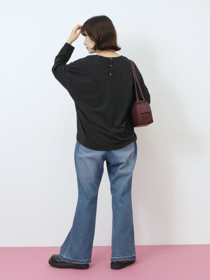 リネンタッチドルマンスリーブプルオーバー(オフホワイト/ブラック/ベージュ)|Samansa Mos2 blue(サマンサモスモス ブルー)通販