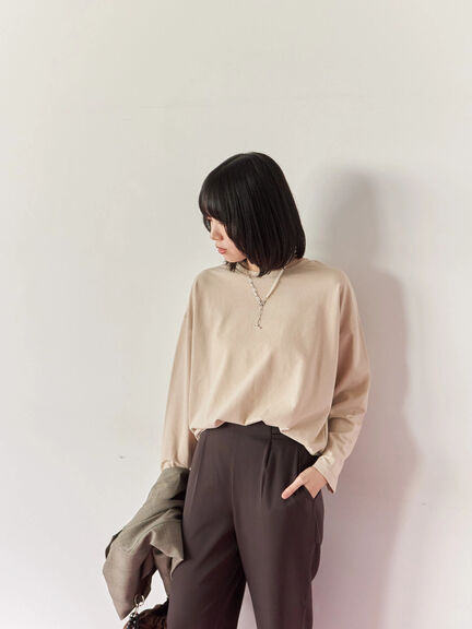 リネンタッチドルマンスリーブプルオーバー(オフホワイト/ブラック/ベージュ)|Samansa Mos2 blue(サマンサモスモス ブルー)通販