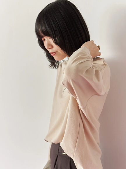 リネンタッチドルマンスリーブプルオーバー(オフホワイト/ブラック/ベージュ)|Samansa Mos2 blue(サマンサモスモス ブルー)通販