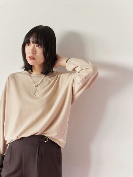 リネンタッチドルマンスリーブプルオーバー(オフホワイト/ブラック/ベージュ)|Samansa Mos2 blue(サマンサモスモス ブルー)通販