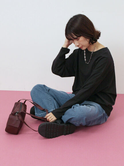 リネンタッチドルマンスリーブプルオーバー(オフホワイト/ブラック/ベージュ)|Samansa Mos2 blue(サマンサモスモス ブルー)通販