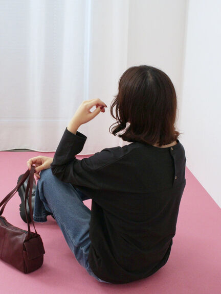 リネンタッチドルマンスリーブプルオーバー(オフホワイト/ブラック/ベージュ)|Samansa Mos2 blue(サマンサモスモス ブルー)通販