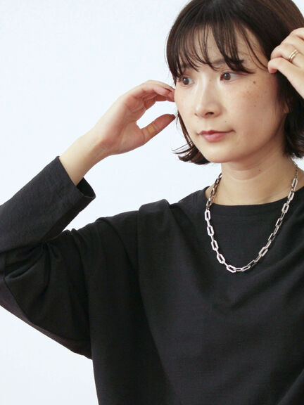 リネンタッチドルマンスリーブプルオーバー(オフホワイト/ブラック/ベージュ)|Samansa Mos2 blue(サマンサモスモス ブルー)通販