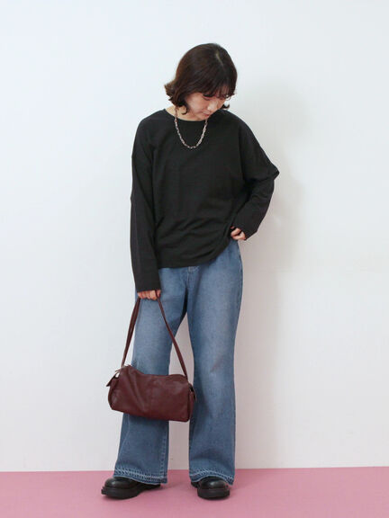 リネンタッチドルマンスリーブプルオーバー(オフホワイト/ブラック/ベージュ)|Samansa Mos2 blue(サマンサモスモス ブルー)通販