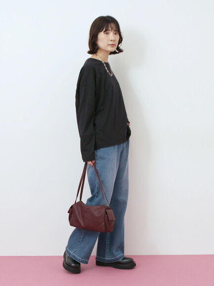 リネンタッチドルマンスリーブプルオーバー(オフホワイト/ブラック/ベージュ)|Samansa Mos2 blue(サマンサモスモス ブルー)通販