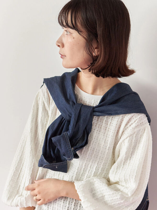 ジャカードボリュームスリーブプルオーバー(キナリ)|Samansa Mos2 blue(サマンサモスモス ブルー)通販