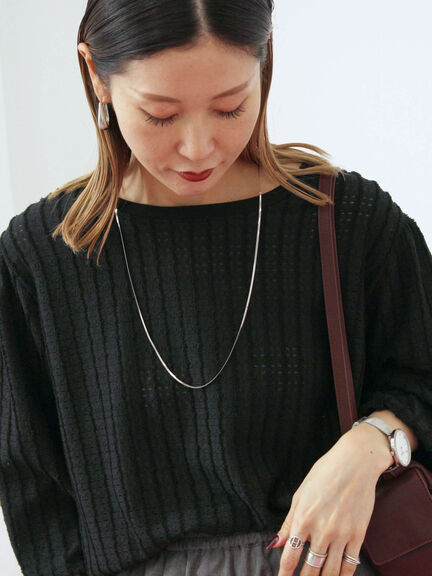 ジャカードボリュームスリーブプルオーバー(ブラック/ブラウン/キナリ)|Samansa Mos2 blue(サマンサモスモス ブルー)通販