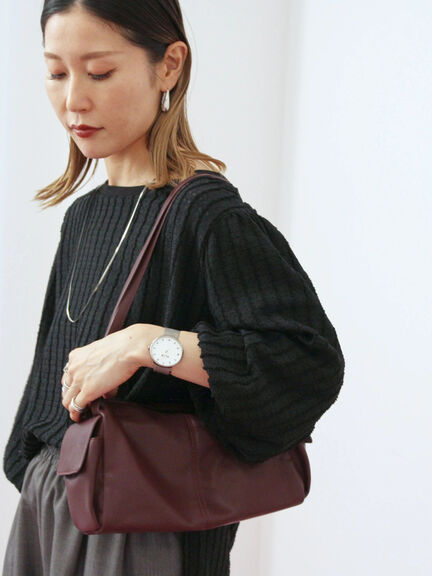 ジャカードボリュームスリーブプルオーバー(ブラック/ブラウン/キナリ)|Samansa Mos2 blue(サマンサモスモス ブルー)通販