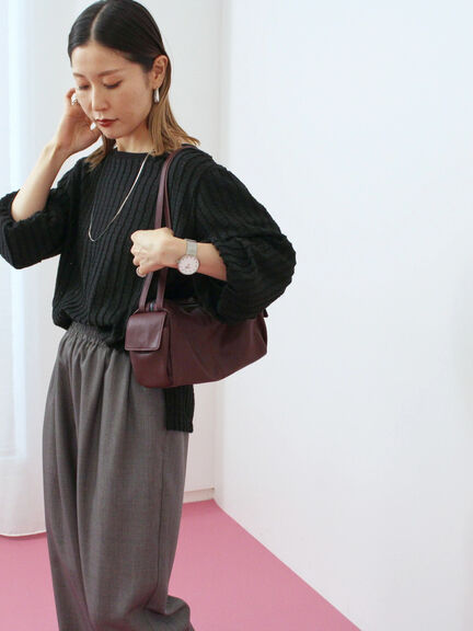 ジャカードボリュームスリーブプルオーバー(ブラック/ブラウン/キナリ)|Samansa Mos2 blue(サマンサモスモス ブルー)通販