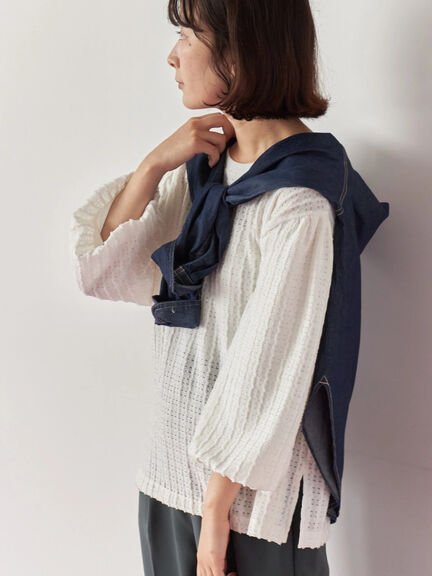 ジャカードボリュームスリーブプルオーバー(ブラック/ブラウン/キナリ)|Samansa Mos2 blue(サマンサモスモス ブルー)通販