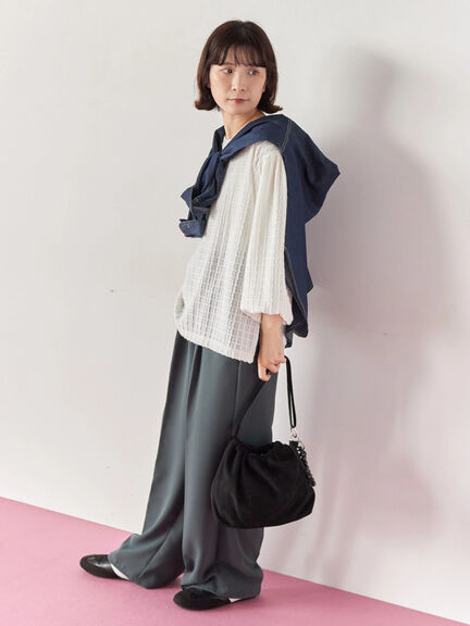 ジャカードボリュームスリーブプルオーバー(ブラック/ブラウン/キナリ)|Samansa Mos2 blue(サマンサモスモス ブルー)通販