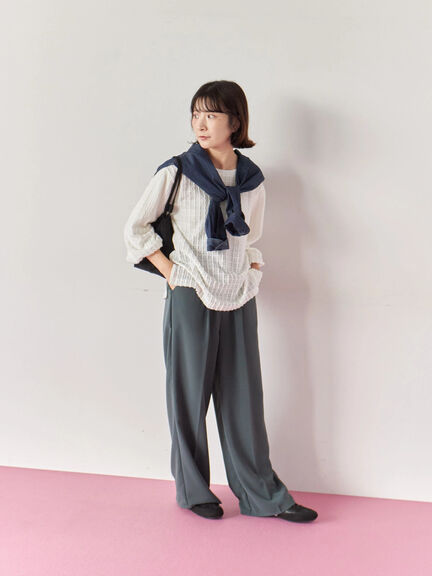 ジャカードボリュームスリーブプルオーバー(ブラック/ブラウン/キナリ)|Samansa Mos2 blue(サマンサモスモス ブルー)通販