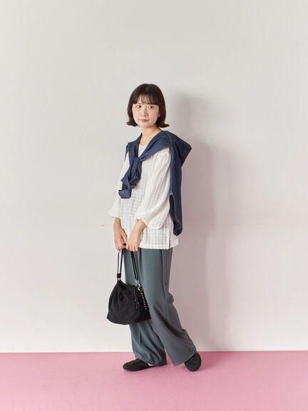 ジャカードボリュームスリーブプルオーバー(ブラック/ブラウン/キナリ)|Samansa Mos2 blue(サマンサモスモス ブルー)通販