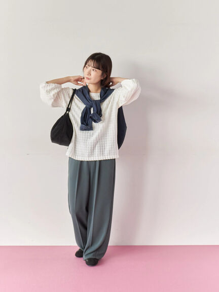 ジャカードボリュームスリーブプルオーバー(ブラック/ブラウン/キナリ)|Samansa Mos2 blue(サマンサモスモス ブルー)通販