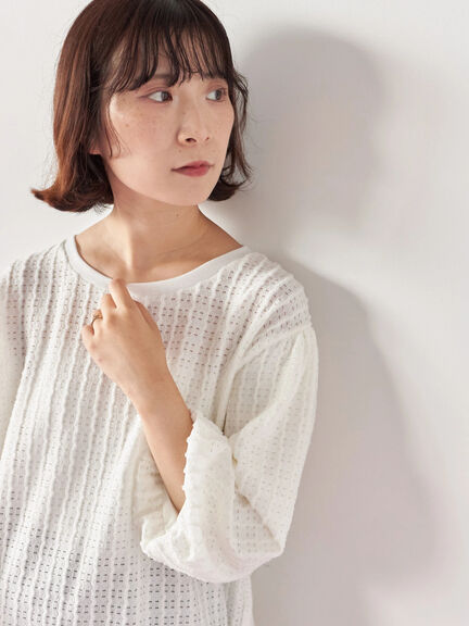 ジャカードボリュームスリーブプルオーバー(ブラック/ブラウン/キナリ)|Samansa Mos2 blue(サマンサモスモス ブルー)通販