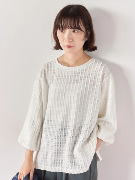 ジャカードボリュームスリーブプルオーバー(ブラック/ブラウン/キナリ)|Samansa Mos2 blue(サマンサモスモス ブルー)通販