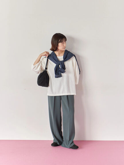 ジャカードボリュームスリーブプルオーバー(ブラック/ブラウン/キナリ)|Samansa Mos2 blue(サマンサモスモス ブルー)通販