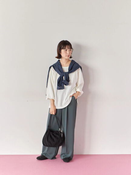 ジャカードボリュームスリーブプルオーバー(ブラック/ブラウン/キナリ)|Samansa Mos2 blue(サマンサモスモス ブルー)通販