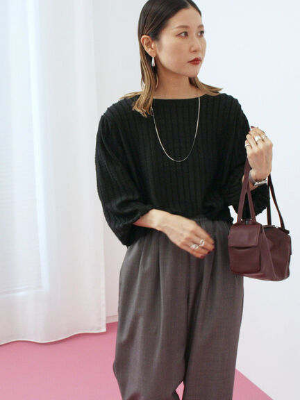 ジャカードボリュームスリーブプルオーバー(ブラック/ブラウン/キナリ)|Samansa Mos2 blue(サマンサモスモス ブルー)通販