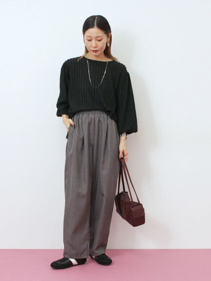 ジャカードボリュームスリーブプルオーバー(ブラック/ブラウン/キナリ)|Samansa Mos2 blue(サマンサモスモス ブルー)通販