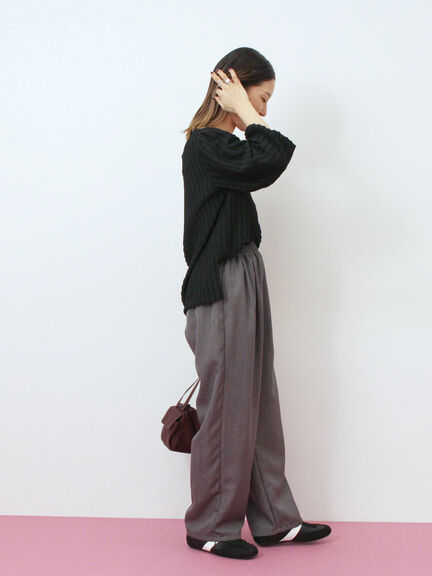 ジャカードボリュームスリーブプルオーバー(ブラック/ブラウン/キナリ)|Samansa Mos2 blue(サマンサモスモス ブルー)通販