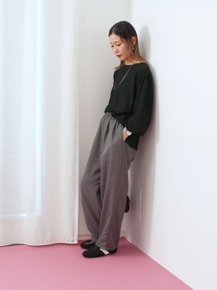 ジャカードボリュームスリーブプルオーバー(ブラック/ブラウン/キナリ)|Samansa Mos2 blue(サマンサモスモス ブルー)通販