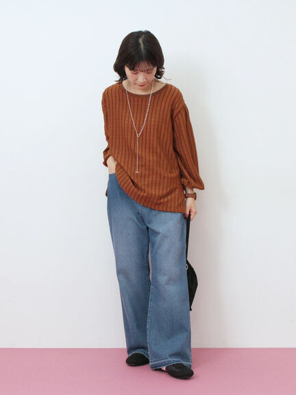 ジャカードボリュームスリーブプルオーバー(ブラック/ブラウン/キナリ)|Samansa Mos2 blue(サマンサモスモス ブルー)通販