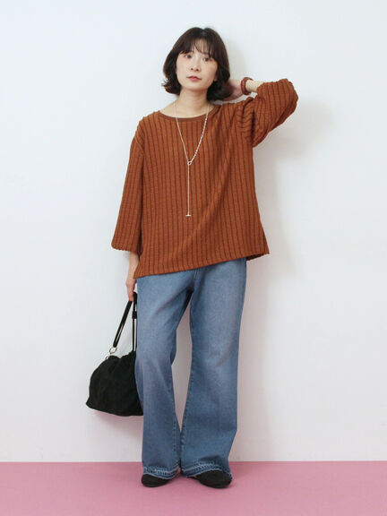 ジャカードボリュームスリーブプルオーバー(ブラック/ブラウン/キナリ)|Samansa Mos2 blue(サマンサモスモス ブルー)通販