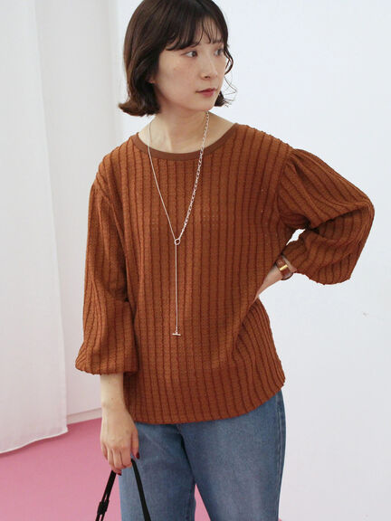 ジャカードボリュームスリーブプルオーバー(ブラック/ブラウン/キナリ)|Samansa Mos2 blue(サマンサモスモス ブルー)通販