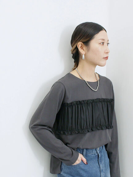 ビスチェドッキングカットソー(チャコールグレー/ブラウン/キナリ)|Samansa Mos2 blue(サマンサモスモス ブルー)通販